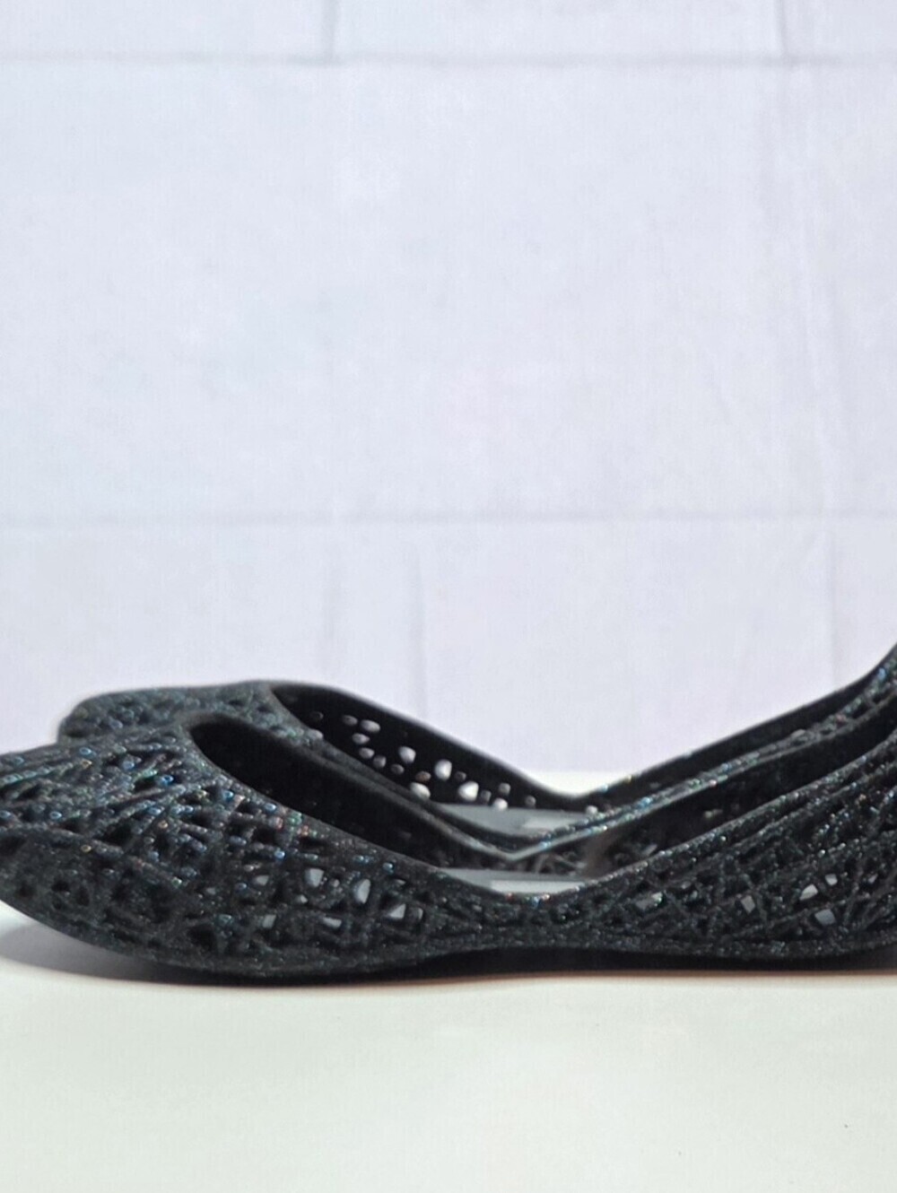 Mini Melissa Campana Zig Zag IV Inf Black Glitter Shoes Size 11 NWOT